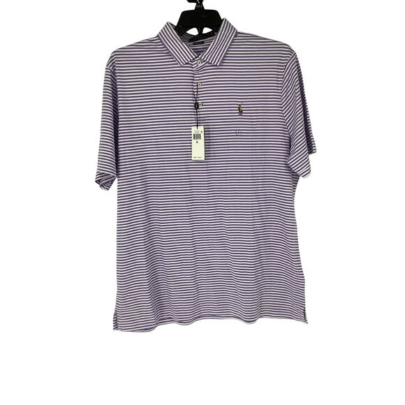 Polo Ralph Lauren Mens XL Purple White Striped Classics Polo Shirt Preppy K12-20